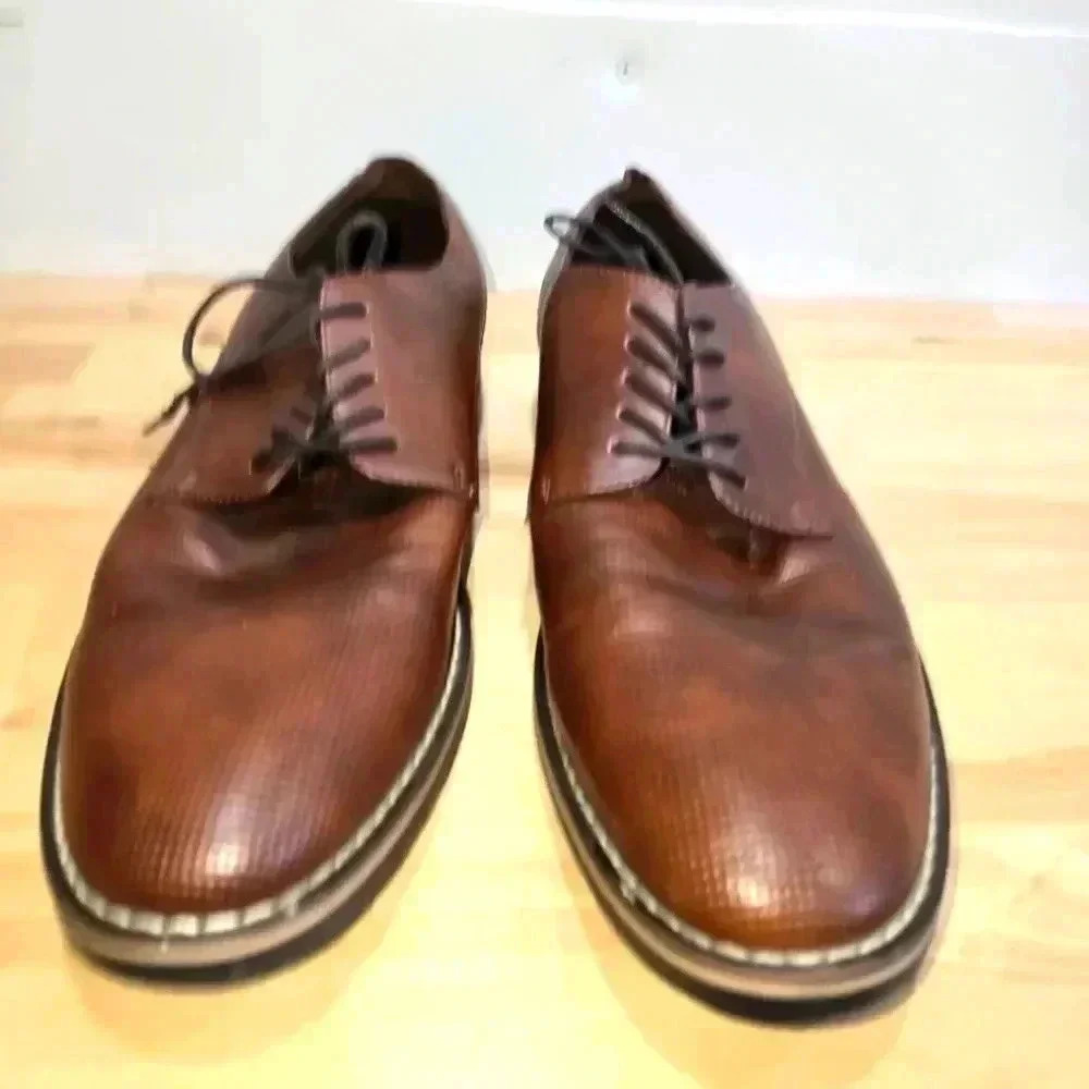 Parker & Sky Men's Brown Comfort Oxford Dress Shoes Lace Up Size 12
